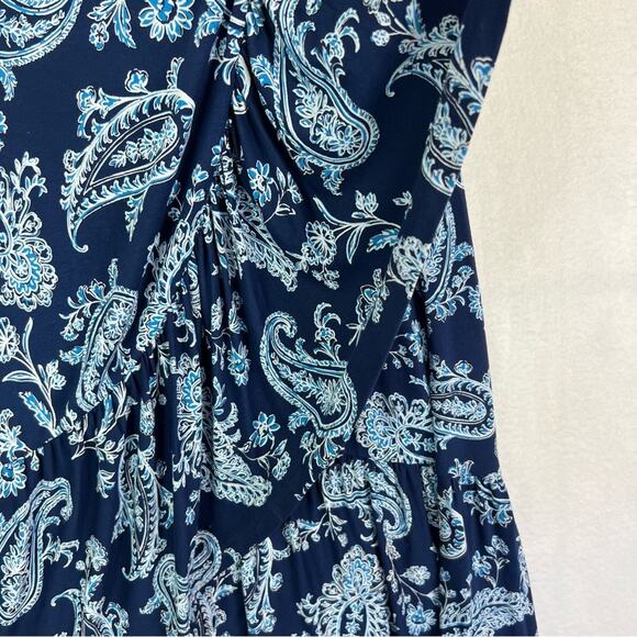 Talbots Skirt Women Medium Cascading Jersey Knit Wrap Maxi Pull On Paisley Lined - Picture 8 of 14